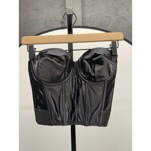 Victoria's Secret Black Satin Strapless Corset Bra